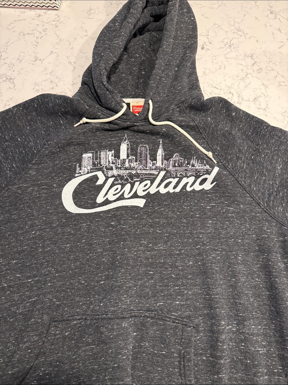 HOMAGE Dark Heather Gray Cleveland Zip-Up Style Hoodie sz L